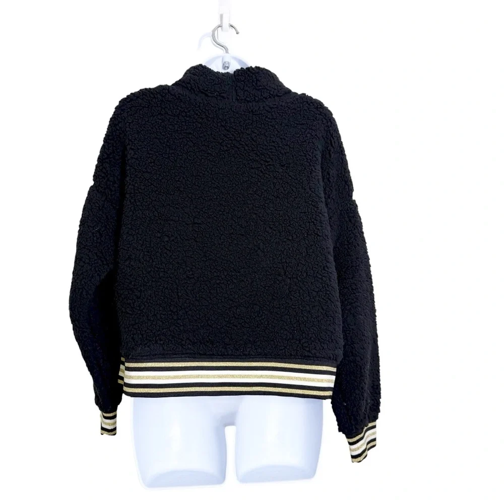 Nanette Lepore Black‎ Teddy Faux Shearling Cozy Pullover Sweater Size M